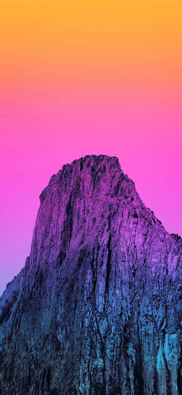 Aesthetic Sunset Over A Rocky Mountain 4K Wallpaper
