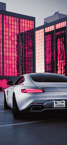 iPhone wallpaper of silver mercedes amg