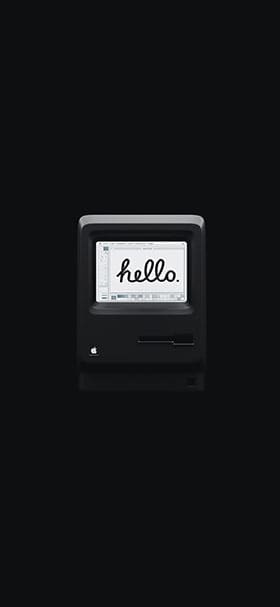 macintosh computer in black background phone wallpaper
