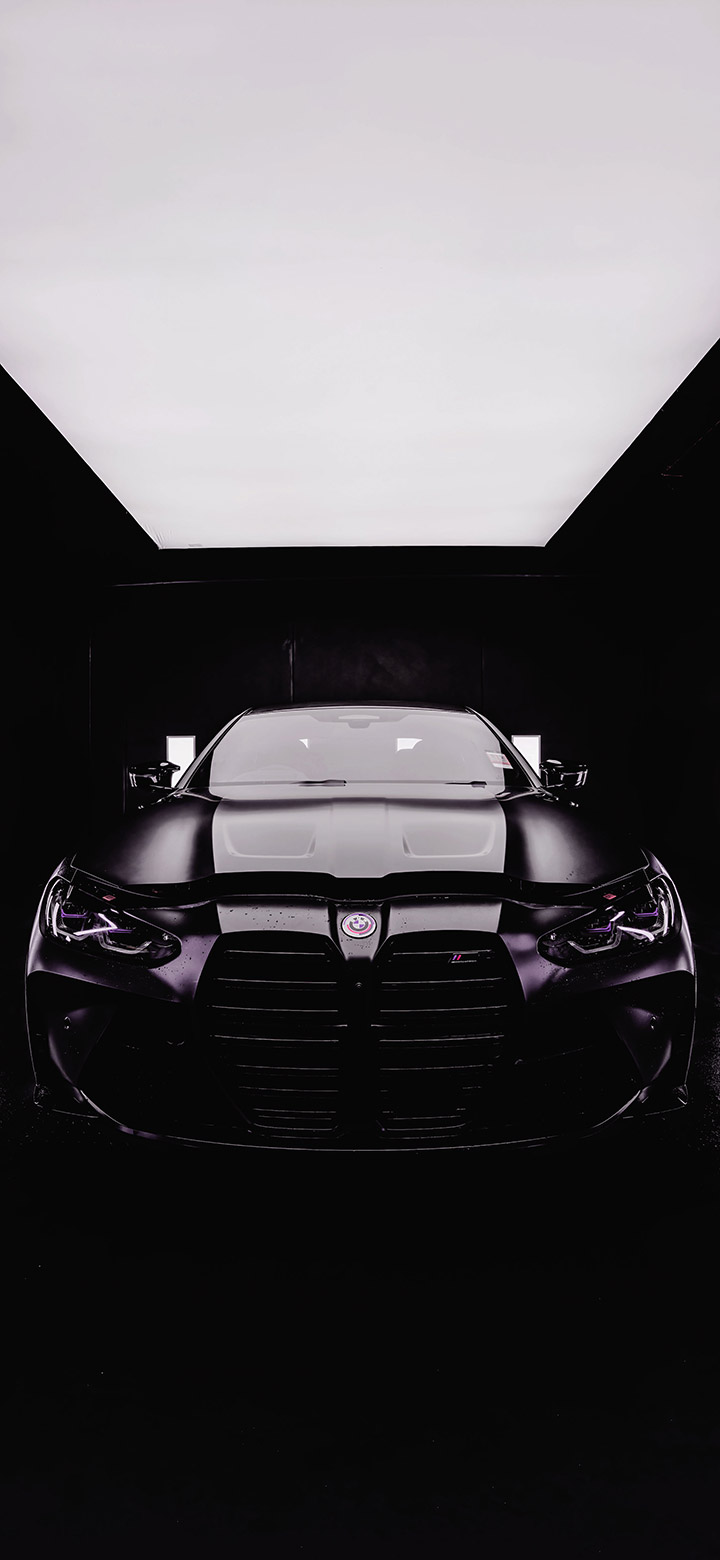 wallpaper of Black BMW In A Dark Room