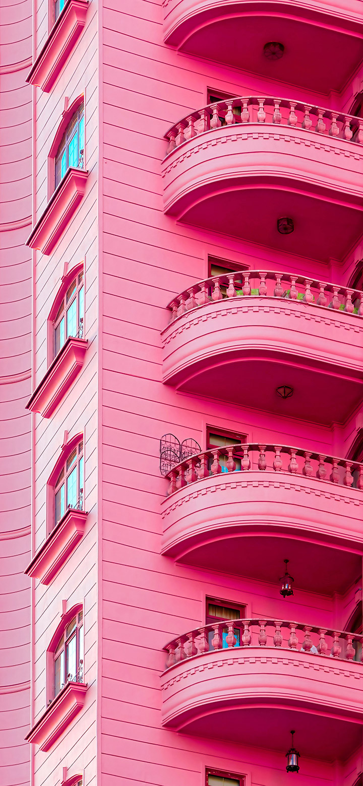 wallpaper of Pink Building With Balconies