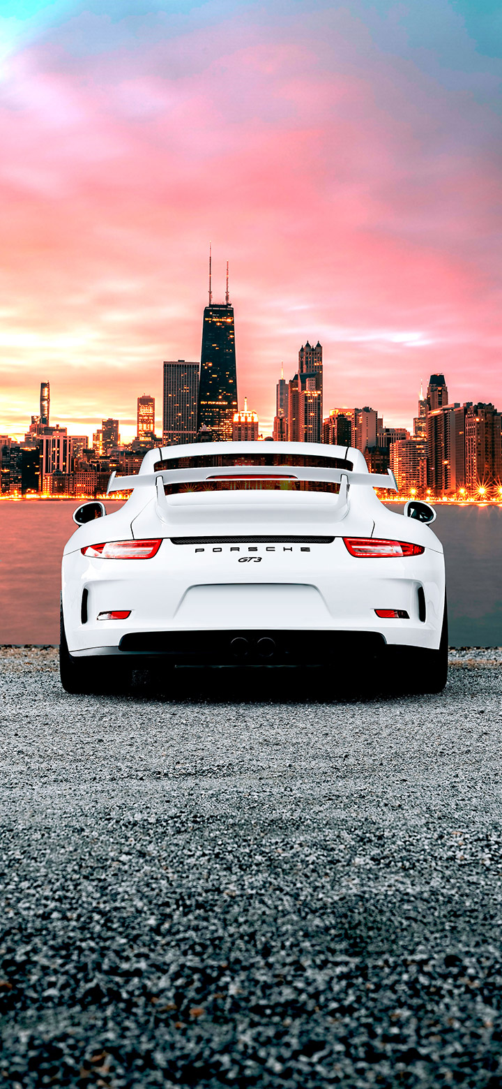 wallpaper of Porsche 911 Gt Parked In Front Of A Lake