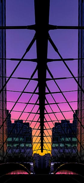Phone Wallpaper of Cool Nighttime City Bridge In Purple