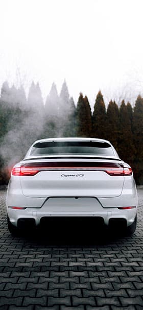 Phone Wallpaper Of White Porsche On A Misty Day
