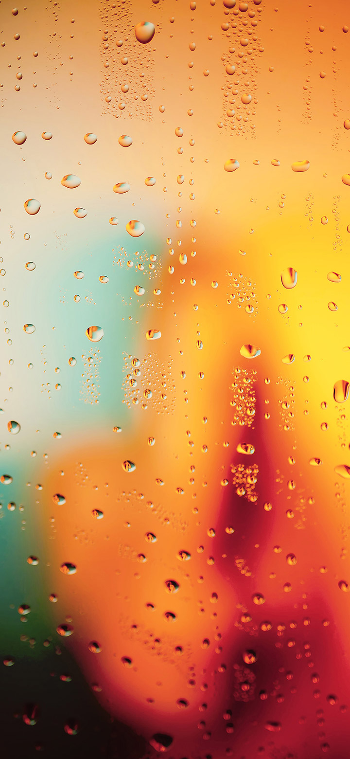 wallpaper of Water Drops On Orange Glass