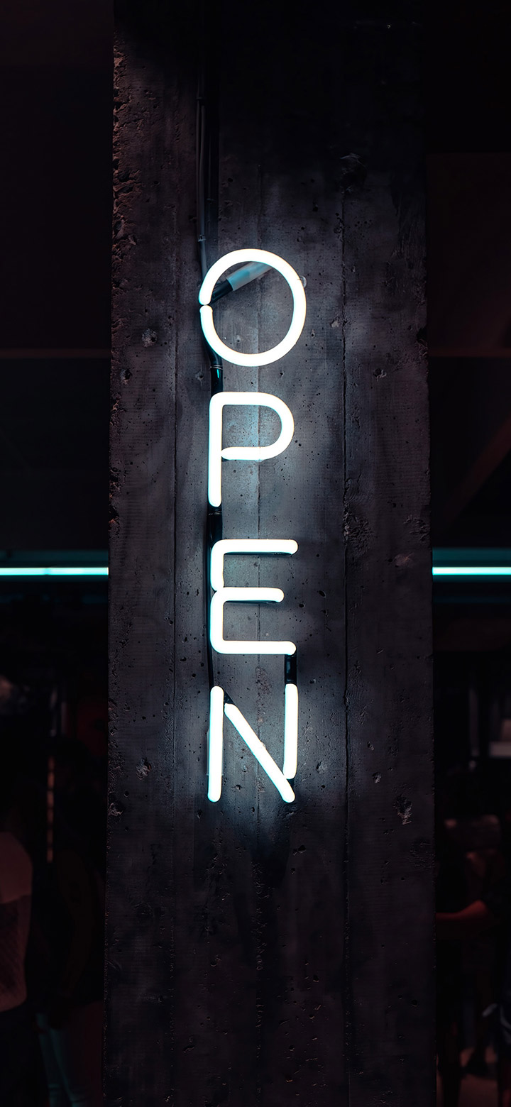 wallpaper of Word Open LED Sign