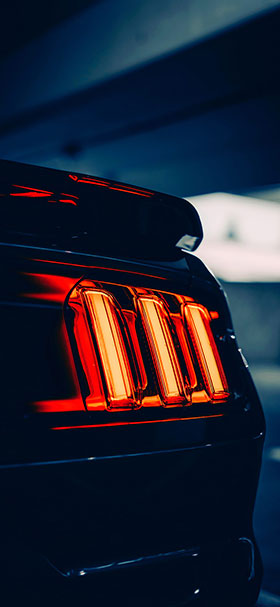 Phone Wallpaper of Black Mustang Tail Lights