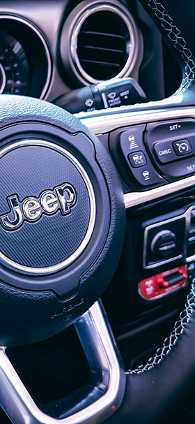 Phone Wallpaper Of Black Steering Wheel Of A Jeep Car