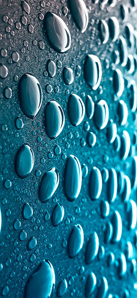 wallpaper of blue drops of water on glass surface