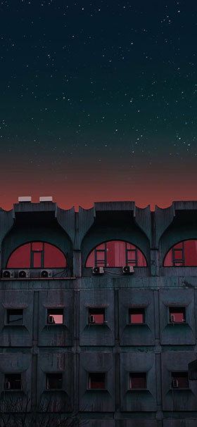 wallpaper of dark industrial buildings at night