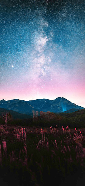 Phone Wallpaper of Dark Mountains Under Starry Night