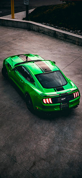 wallpaper of green ford mustang car