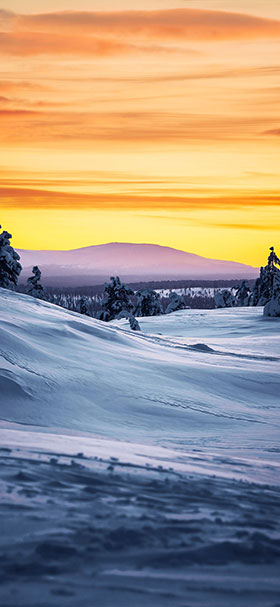 wallpaper of snow capped landscape during sunset