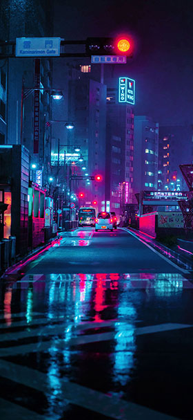 wallpaper of tokyo streets at night