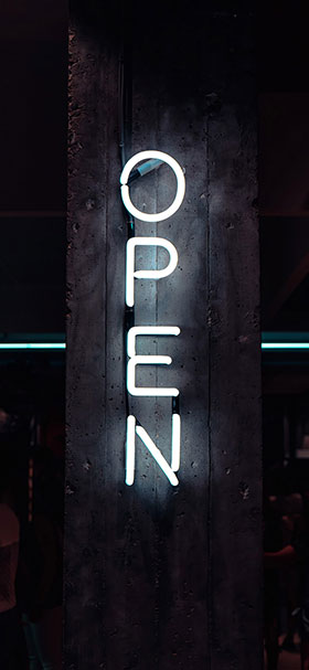wallpaper of word open led sign