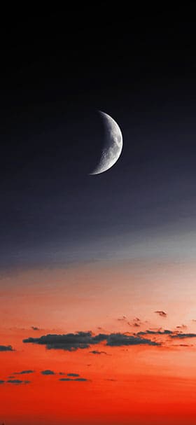 iPhone Wallpaper of A half-full moon in a red sky