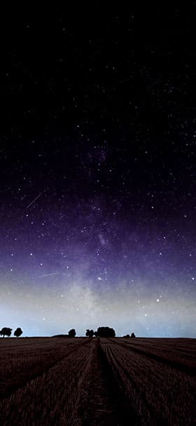 Phone wallpaper of Dark field under a sky of glowing stars