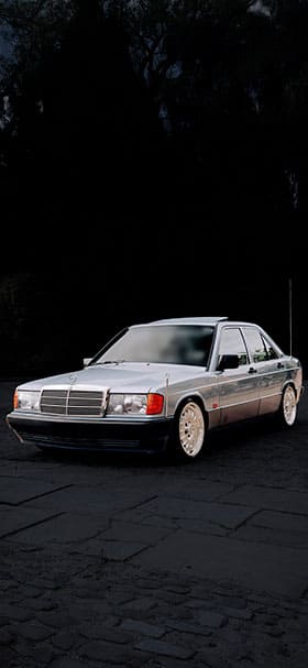 Phone wallpaper of Silver Mercedes E class classic