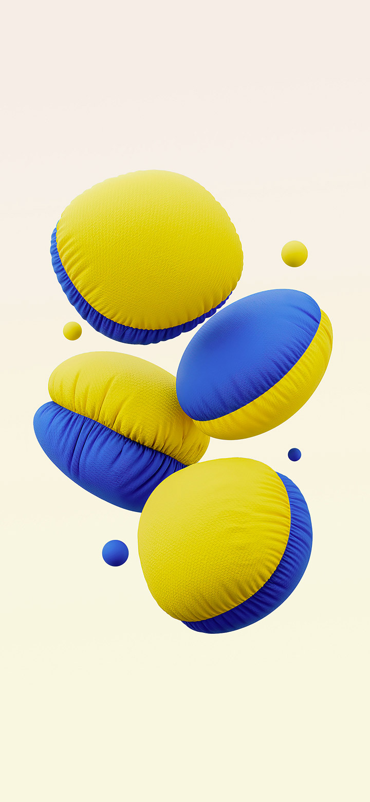 wallpaper of 3d yellow and blue pillows