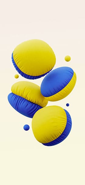 Phone wallpaper of 3D yellow and blue pillows