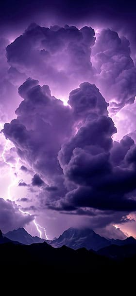 Phone Wallpaper of Purple thunderstorm lightning