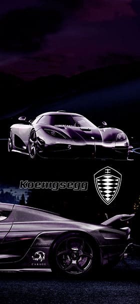 Phone Wallpaper of Black Koenigsegg on a dark road