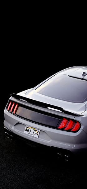 Phone wallpaper of Silver Ford Mustang tail