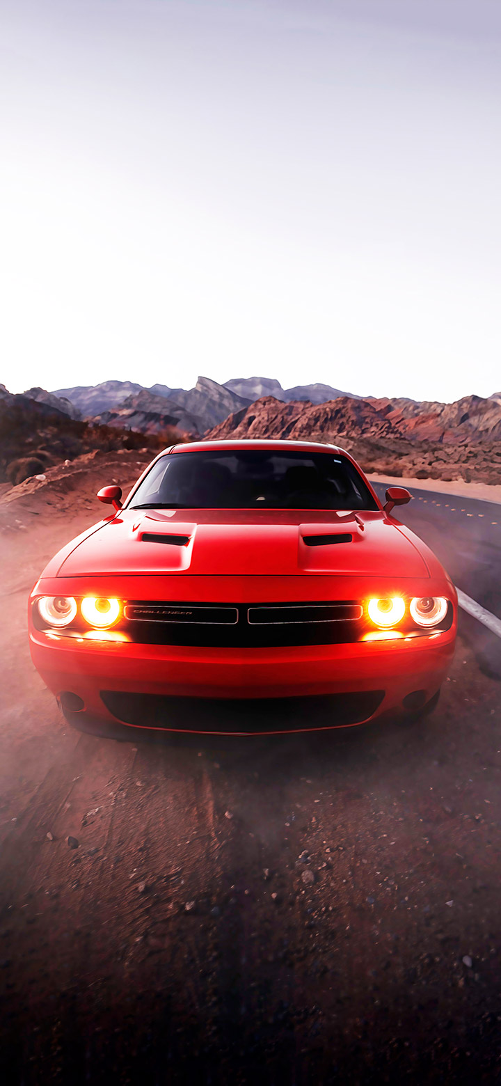 wallpaper of Red Dodge Near The Mountains