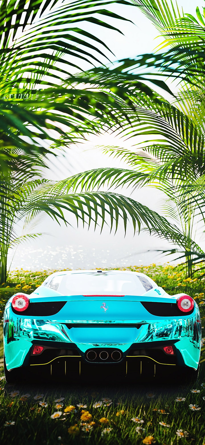 wallpaper of Ferrari Parked In An Aesthetic Place