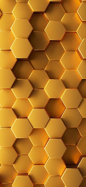 Phone Wallpaper of 3D Animated Golden Hexagons