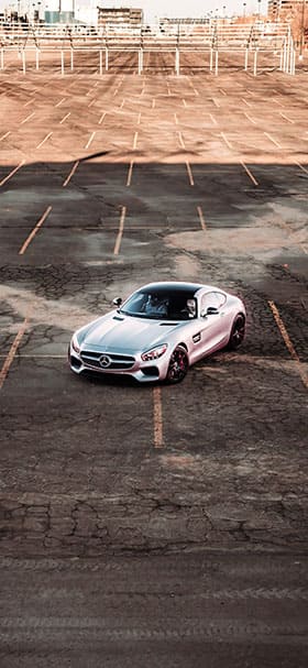 Phone Wallpaper Of Silver Mercedes In A Parking Space