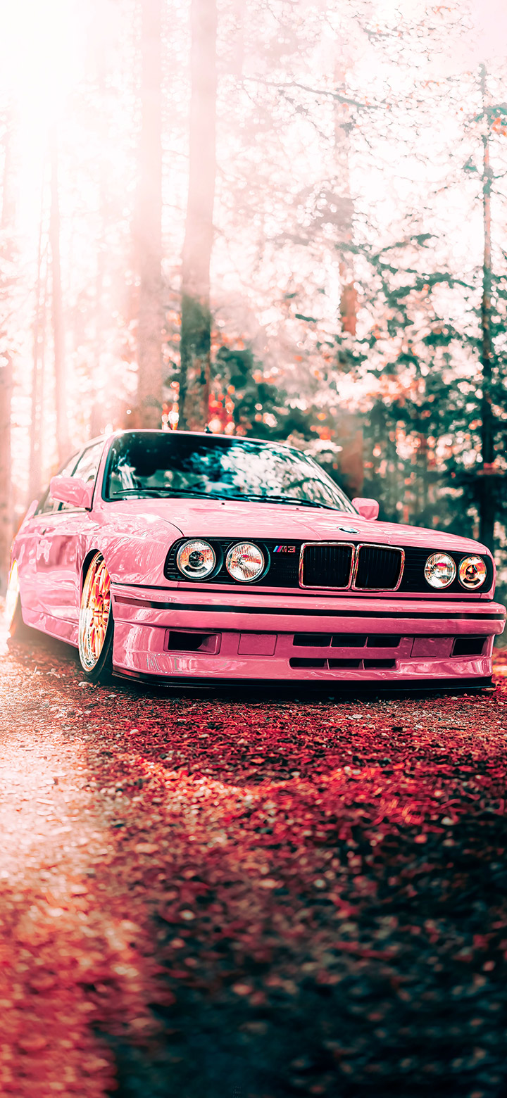 wallpaper of Aesthetic Pink BMW 1990